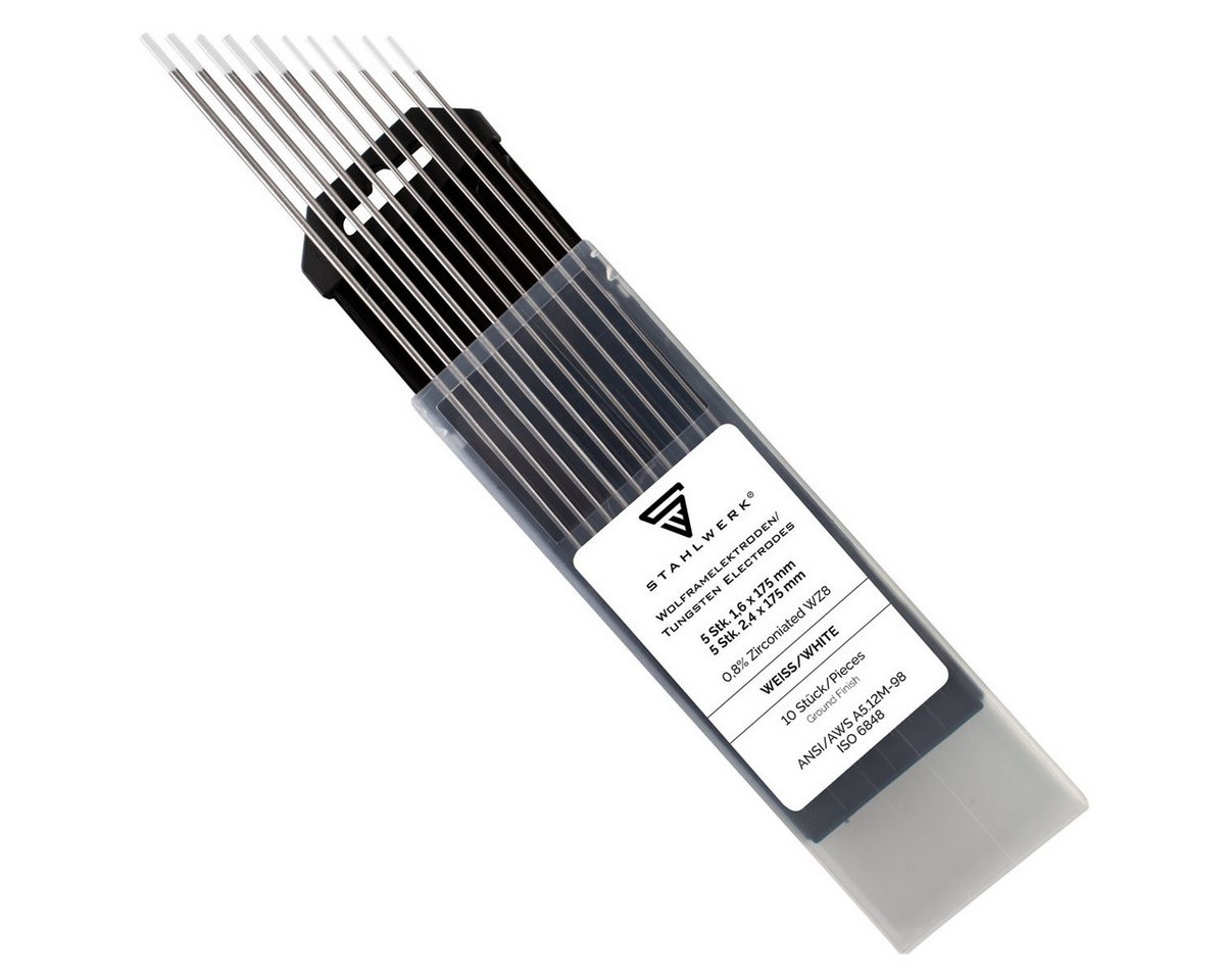 STAHLWERK Stabelektroden WIG Wolframelektroden Weiß 5 x 1,6 mm + 5 x 2,4 mm, (Packung), chemische Zusammensetzung garantiert bessere Schweißergebnisse von STAHLWERK