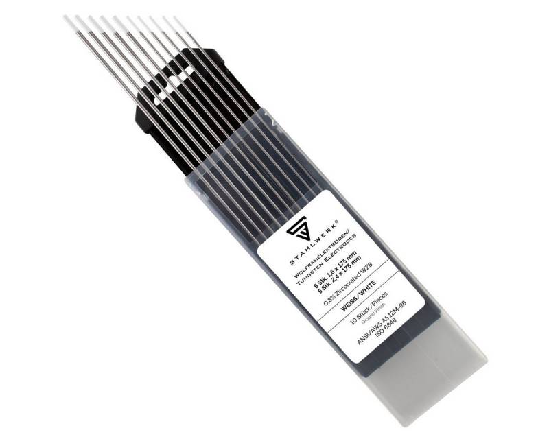 STAHLWERK Stabelektroden WIG Wolframelektroden Weiß 5 x 1,6 mm + 5 x 2,4 mm, (Packung), chemische Zusammensetzung garantiert bessere Schweißergebnisse von STAHLWERK