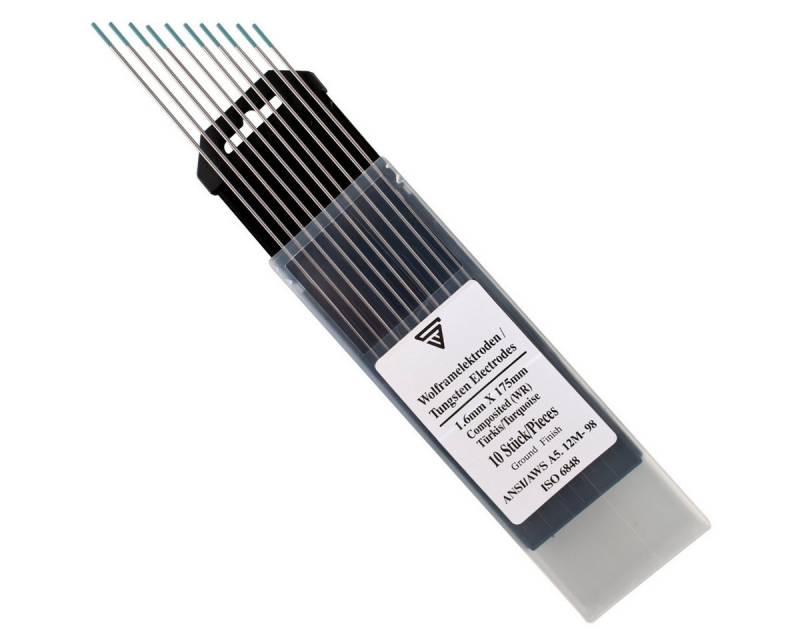 STAHLWERK Stabelektroden Wolframelektroden 1,6 x 175 mm WR Türkis 10 Stk., (Packung), Thoriumfreie universelle Wolframelektroden WIG Wolfram Nadeln von STAHLWERK