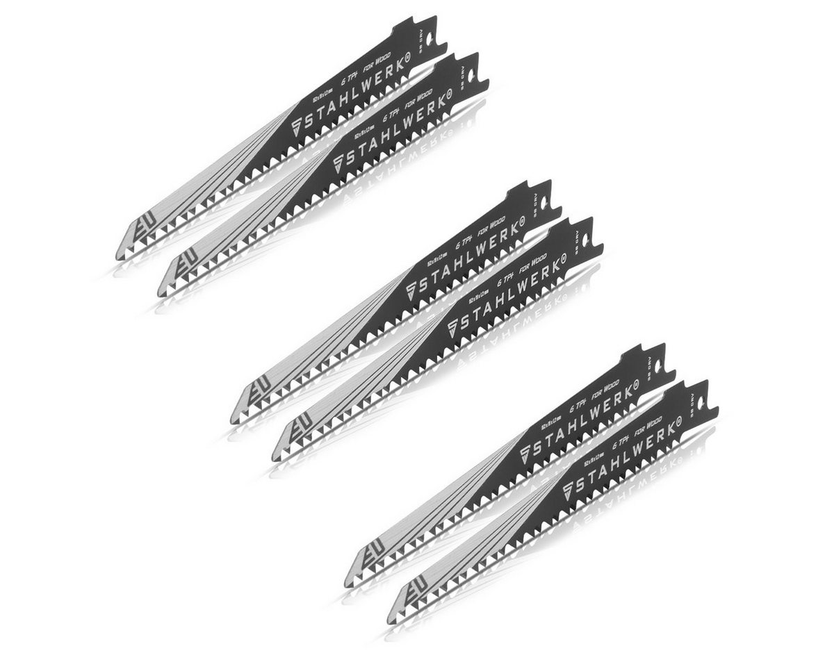 STAHLWERK Stichsägeblatt Holz-Sägeblatt 6er Set 150 x 19 x 1,2 mm 1/2" Aufn (Packung, 6-St., 6 St), für Holz 150x19x1,2mm von STAHLWERK