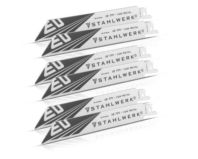 STAHLWERK Stichsägeblatt Metall-Sägeblatt 6er Set 150 x 19 x 0,92 mm (Packung, 6-St., 6 St), für Metall 150x19x0,92mm von STAHLWERK