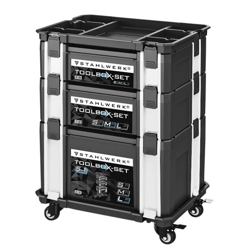 STAHLWERK Toolbox Set 5 in 1 Systembox Werkzeugkiste Werkzeugkoffer Werkzeugbox von STAHLWERK