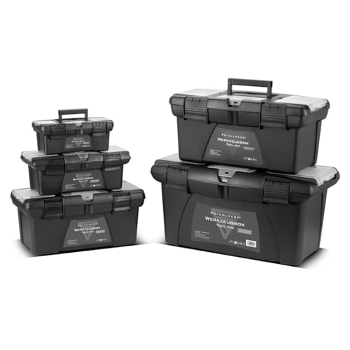 STAHLWERK Toolbox Set mit 5 leeren Werkzeugkisten | Werkzeugbox | Werkzeugkoffer | Werkzeugkasten | Werkzeug-Organizer | 5 in 1 Modul-System mit integrierten Sortimentsboxen von STAHLWERK