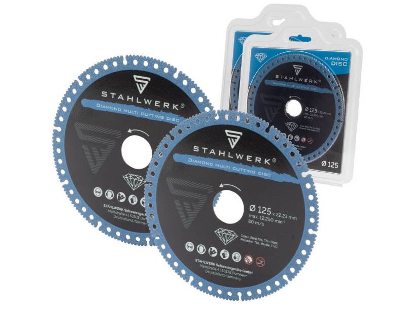 STAHLWERK Trennscheibe Diamant Multi Trennscheibe 2er Set 125 x 22,23 mm Stahl, Ø 125.0 mm, (2-tlg) von STAHLWERK