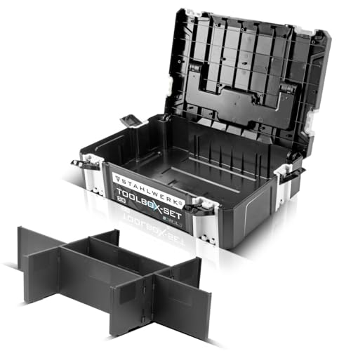 STAHLWERK Universal Toolbox mit Innenfach Größe S 443 x 310 x 128 mm stapelbare Systembox | Werkzeugkiste | Werkzeug-Organizer im Modul-System aus hochbelastbarem ABS-Kunststoff mit Tragegriff STAHLWERK Universal Toolbox mit Innenfach Größe S 443 x 310 x 128 mm stapelbare Systembox | Werkzeugkiste | Werkzeug-Organizer im Modul-System aus hochbelastbarem ABS-Kunststoff mit Tragegriff von STAHLWERK