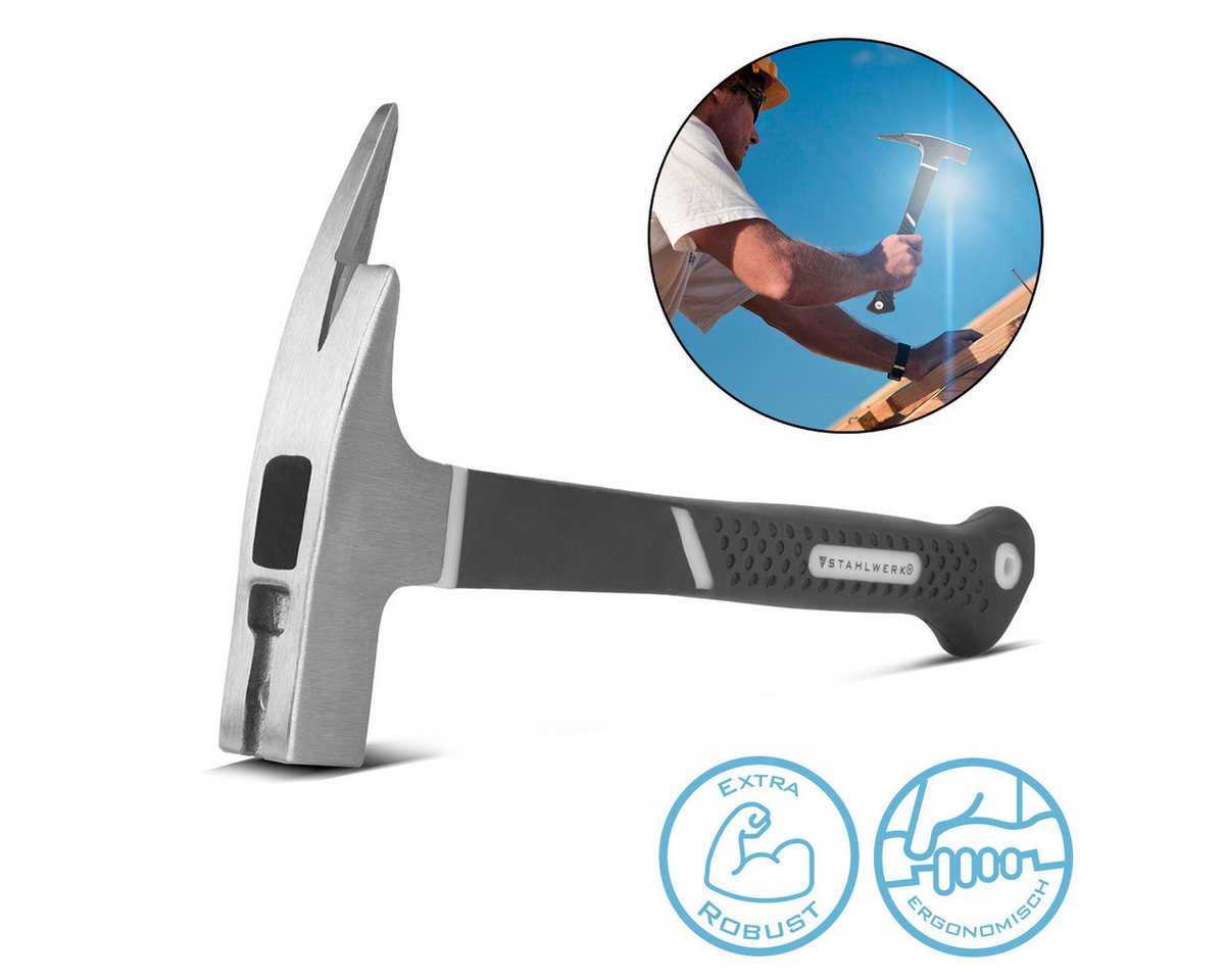 STAHLWERK Vorschlaghammer Latthammer aus geschmiedetem Carbon-Stahl robuster Klauenhammer mit (Set, 1-St., Einzelgerät), Griff aus rutschsicherem Fiberglas von STAHLWERK
