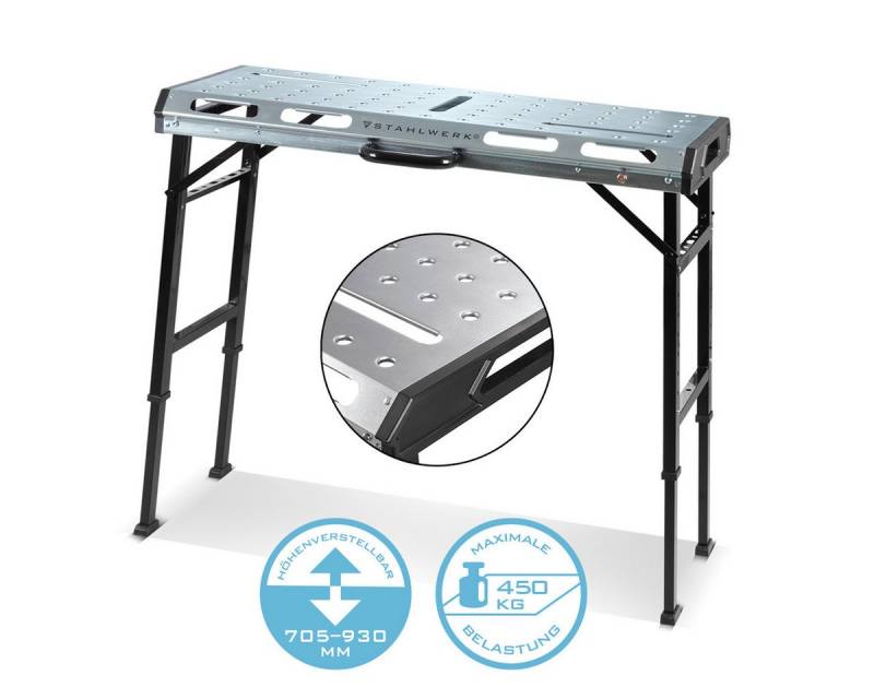 STAHLWERK Werkbank Mobiler Schweißtisch AWT-930 ST 1068 x 532mm Werkbank Höhenverstellbar, (Packung, 1-tlg), B/T/H: 106.8x53.2x93 cm von STAHLWERK