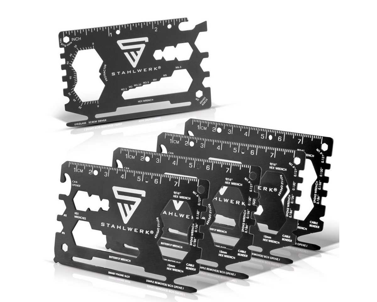 STAHLWERK Werkzeugset Toolcard Multitool 18 in 1 Multifunktionswerkzeug, (Packung), aus hochwertigem Stahl in Kartengröße 3er Set Schraubenzieher von STAHLWERK