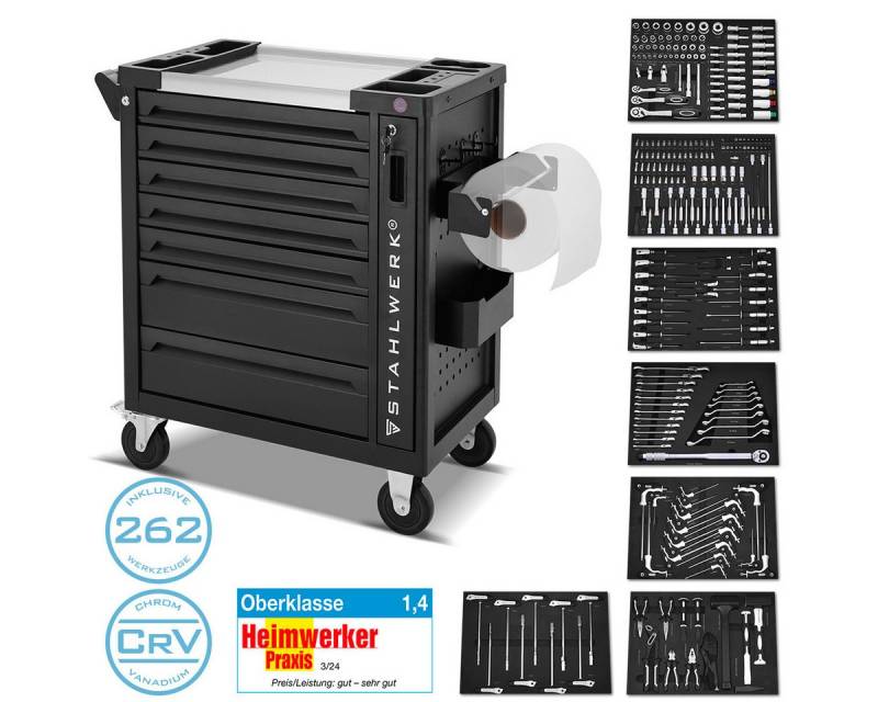 STAHLWERK Werkzeugwagen Werkstattwagen PHOENIX Werkzeugwagen Montagewagen 262 Werkzeuge CrV, (1-tlg) von STAHLWERK