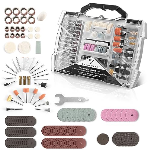 STAHLWERK Zubehör 145-tlg passend für Dremel Stabschleifer Geradschleifer Mini-Schleifer Mehrzweckschleifer Multifunktionswerkzeug zum Polieren Schleifen Entgraten Gravieren STAHLWERK Zubehör 145-tlg passend für Dremel Stabschleifer Geradschleifer Mini-Schleifer Mehrzweckschleifer Multifunktionswerkzeug zum Polieren Schleifen Entgraten Gravieren von STAHLWERK