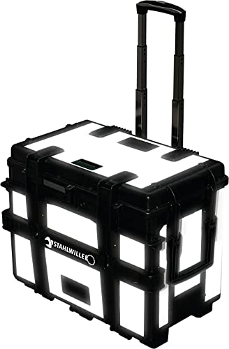STAHLWILLE 13217 TS RF Werkzeug-Trolley tiefschwarz (mit Reflektorfolie), mit ausziehbarem Teleskopgriff, 60 kg Tragkraft, robust und belastbar von STAHLWILLE