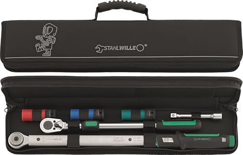 STAHLWILLE 750NR/516/3/1 NDE Drehmomentschlüssel Set Auto 6-tlg. | 1/2 Zoll, 40-200 N·m | Teleskopknarre, Steckschlüssel 17; 19; 21 mm + Verlängerung | Made in Germany - Best tools never die-Edition von STAHLWILLE