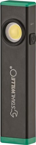 STAHLWILLE Mini LED Arbeitsleuchte 13134 mit Halteclip und Magnet | bis 500 Lumen, 3h Leuchtdauer | integrierter Akku, USB-C Taschenlampe, Schwarz von STAHLWILLE