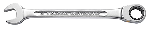 STAHLWILLE Nr. 17F l Ratschen-Ringmaulschlüssel 15 mm l flache Ringseite l extrem belastbar l schraubenschonend von STAHLWILLE