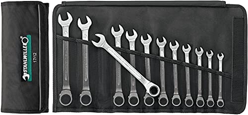 STAHLWILLE 17/12 l Ratschen-Ringmaulschlüssel Set 12-tlg. l abgewinkelte Ringseite l extrem belastbar l schraubenschonend l in robuster Rolltasche STAHLWILLE 17/12 l Ratschen-Ringmaulschlüssel Set 12-tlg. l abgewinkelte Ringseite l extrem belastbar l schraubenschonend l in robuster Rolltasche von STAHLWILLE