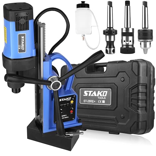 STAKO Magnetbohrmaschine 1800W mit Koffer ST-28RE+ Max. Ø80mm – 16500N Magnetkraft – Tragbare Kernbohrmaschine für Metallbearbeitung mit Weldon 19mm und Bohrfutter 3-16mm und Gewindehalter – Set-3 von STAKO