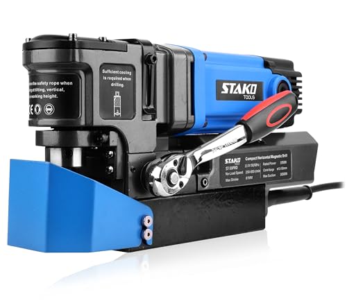 STAKO Magnetbohrmaschine mit Niedrigem Profil 1950 W mit Koffer ST-50PRO – tragbare Kernbohrmaschine für Metallbearbeitung – mit Weldon 19 mm – Leicht 10 kg – Magnetkraft 16500 N – Kernbohrgerät von STAKO