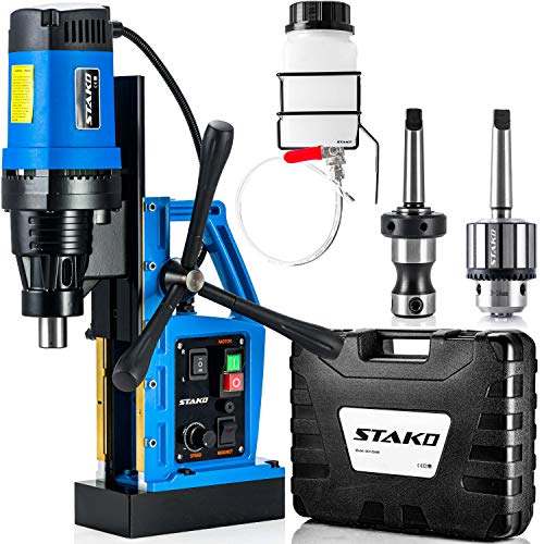 STAKO SCY-2800RE Max Ø 80 mm Magnetbohrmaschine 2050 W mit Koffer – 17kg – Magnetkraft 17000 N – tragbare Kernbohrmaschine für Metallbearbeitung mit mit Weldon 19 mm MK3 und Bohrfutter 3-16 mm – Set 2 von STAKO