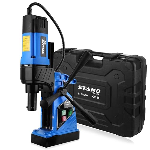 STAKO ST-N4000 Max. Ø 40 mm Magnetbohrmaschine 1480 W mit Koffer – Magnetkraft 15500 N – tragbare Kernbohrmaschine für Metallbearbeitung mit Weldon 19 mm und Bohrfutter B16 3-16 mm – Leight 10 kg STAKO ST-N4000 Max. Ø 40 mm Magnetbohrmaschine 1480 W mit Koffer – Magnetkraft 15500 N – tragbare Kernbohrmaschine für Metallbearbeitung mit Weldon 19 mm und Bohrfutter B16 3-16 mm – Leight 10 kg von STAKO