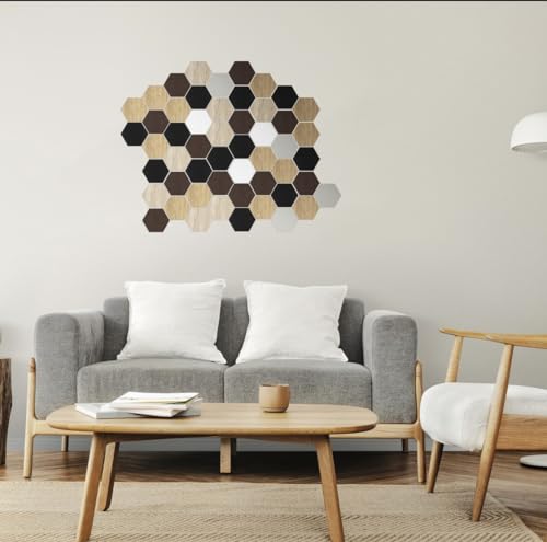 STALFORM 18er-Pack Dekoratives Wandpaneel 17x14 cm Schwarz Hexagon Selbstklebendes HDF-Platte Dicke 3 mm Wand Deko Wandverkleidung Modernes Design Glanz-Finish von STALFORM
