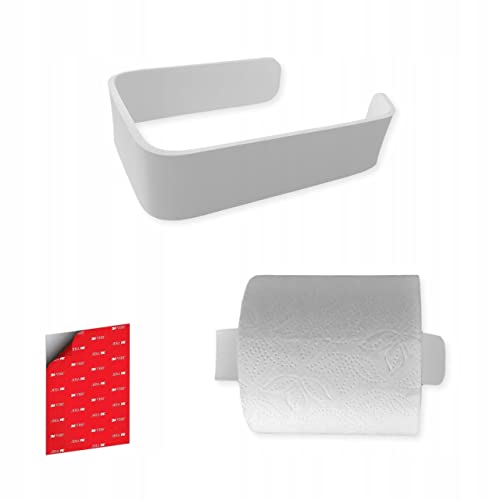 STALFORM Toilettenpapierhalter ohne Bohren 14,5 cm - Klopapierhalter Weiß Selbstklebend - Badzimmer - WC Rollenhalter - LOFT Design - Klorollenhalter Edelstahl von STALFORM