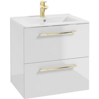 STAMAR Badezimmerschrank - 60x40 cm - Weiß glänzend - 2 Schubladen - Soft Close, elegante Griffe von STAMAR