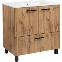 STAMAR Badezimmerschrank mit Waschbecken - 80 x 47 cm - Eiche Wotan - Modernes Design - 2 Türen und Schublade STAMAR Badezimmerschrank mit Waschbecken - 80 x 47 cm - Eiche Wotan - Modernes Design - 2 Türen und Schublade von STAMAR