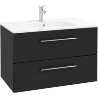 STAMAR Badezimmerschrank mit Waschbecken - 80x45 cm - Schwarz matt - 2 große Schubladen - Sanfte Schließung von STAMAR