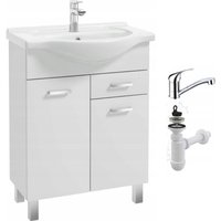 STAMAR Badschrank mit Waschbecken - 65 cm - Weiß Hochglanz - Modernes Design - Inklusive Armatur von STAMAR