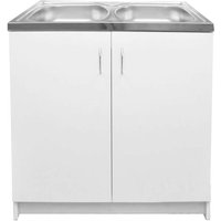 STAMAR Küchenensemble - Möbel 80 cm + Spüle 2 Fächer - Weiß - Praktisch und Elegant von STAMAR