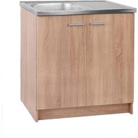 STAMAR Küchenschrank 80 cm - Eiche Sonoma - mit Edelstahlspüle - elegantes Design - praktisch und langlebig von STAMAR