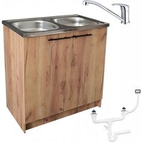 STAMAR Küchenschrank 80 cm - Eiche golden - Doppelspüle - Praktisch und Elegant von STAMAR