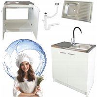 STAMAR Küchenschrank - 80 cm - Weiß - Mit Edelstahlspüle und flexiblem Wasserhahn - Elegantes Design STAMAR Küchenschrank - 80 cm - Weiß - Mit Edelstahlspüle und flexiblem Wasserhahn - Elegantes Design von STAMAR