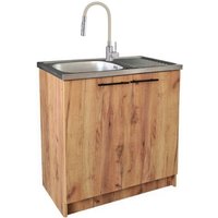 STAMAR Küchenschrank 80x50 - Eiche golden - Edelstahlspüle - elegantes Design - praktisch und modern von STAMAR