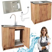 STAMAR Küchenunterschrank 80 cm - Eiche golden - Komplettset mit Spüle und flexibler Armatur - Modern und funktional von STAMAR