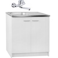 STAMAR Küchenunterschrank 80 cm - Weiß - Elegant mit Spüle und Wasserhahn - Praktisch und Modern von STAMAR