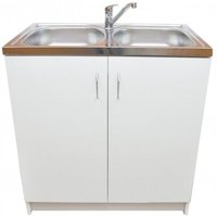 STAMAR Küchenunterschrank mit Spüle + Armatur 80x50 - Weiß - Elegant und Praktisch - Made in Polen von STAMAR