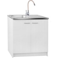 STAMAR Küchenunterschrank mit Spüle - 80 cm - Weiß - Elegantes Design - Komplettset mit Armatur von STAMAR
