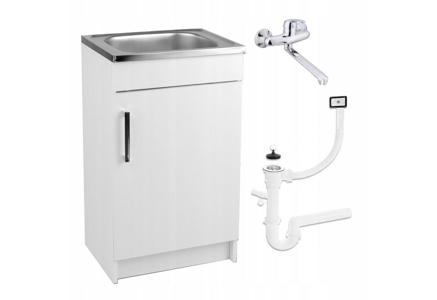 STAMAR Spülenschrank Küchenschrank 50cm Weiß Spüle 50x40 Wandarmatur Chrom Komplett Set Standschrank 40cm Tiefe Siphon Geschirrspüler Platzsparend Kompakt STAMAR Spülenschrank Küchenschrank 50cm Weiß Spüle 50x40 Wandarmatur Chrom Komplett Set Standschrank 40cm Tiefe Siphon Geschirrspüler Platzsparend Kompakt von STAMAR