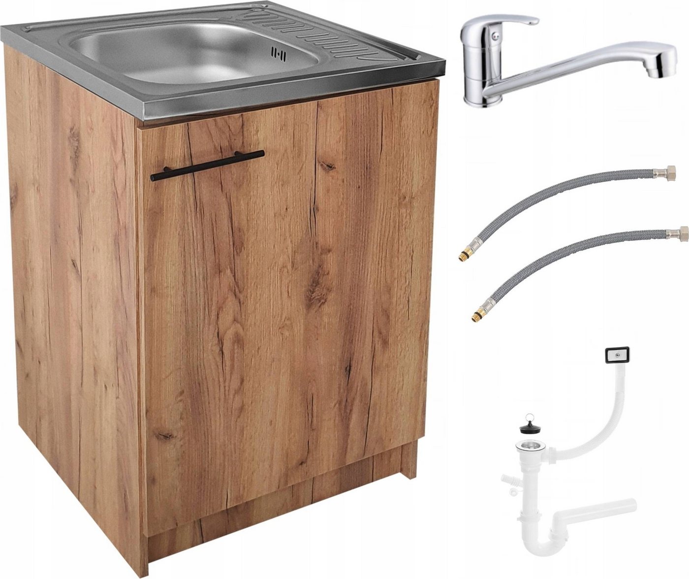 STAMAR Spülenschrank Küchenschrank 60cm Eiche Gold Spüle Abtropf Armatur Chrom Set Kompakt Standschrank 50cm Tiefe Siphon Geschirrspüler Komplett Montagefertig STAMAR Spülenschrank Küchenschrank 60cm Eiche Gold Spüle Abtropf Armatur Chrom Set Kompakt Standschrank 50cm Tiefe Siphon Geschirrspüler Komplett Montagefertig von STAMAR