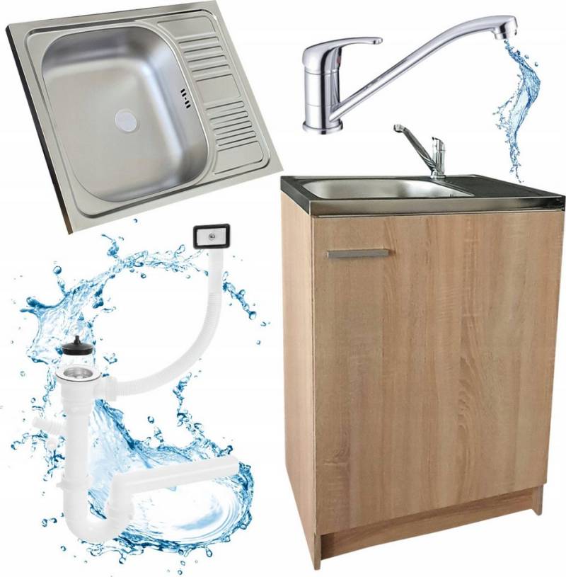 STAMAR Spülenschrank Küchenschrank 60cm Sonoma Spüle Abtropf Armatur Chrom Set Kompakt Standschrank Siphon Geschirrspüler Komplett Montagefertig Set STAMAR Spülenschrank Küchenschrank 60cm Sonoma Spüle Abtropf Armatur Chrom Set Kompakt Standschrank Siphon Geschirrspüler Komplett Montagefertig Set von STAMAR