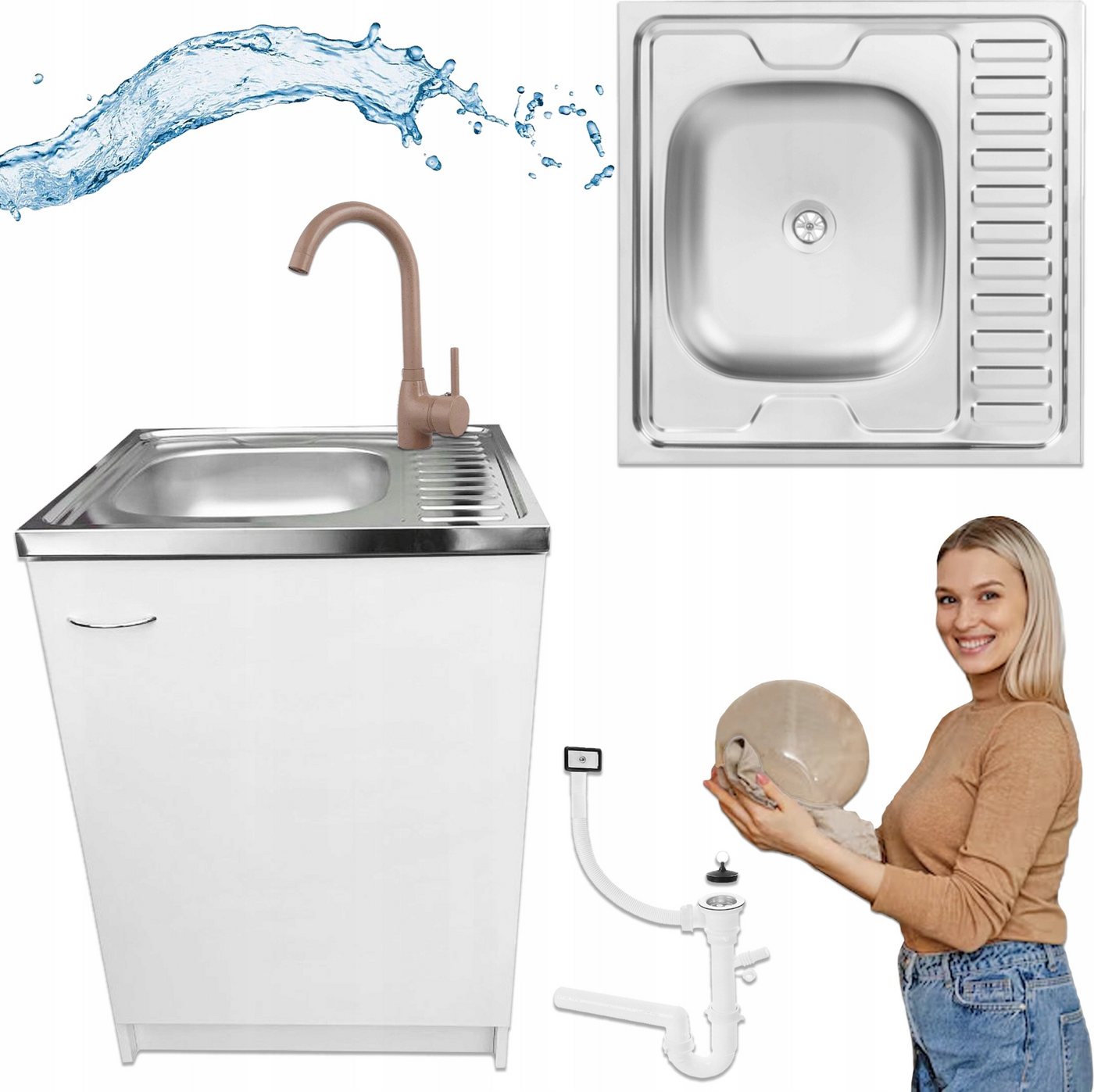 STAMAR Spülenschrank Küchenschrank 60x60cm Weiß Spüle Abtropf Armatur Beige Luna Kompakt Standschrank Siphon Geschirrspüler Komplett Montagefertig Set STAMAR Spülenschrank Küchenschrank 60x60cm Weiß Spüle Abtropf Armatur Beige Luna Kompakt Standschrank Siphon Geschirrspüler Komplett Montagefertig Set von STAMAR