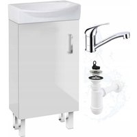 STAMAR Waschbeckenunterschrank 40 cm - Weiß glänzend - Kompakt und elegant - Mit drehbarem Wasserhahn von STAMAR