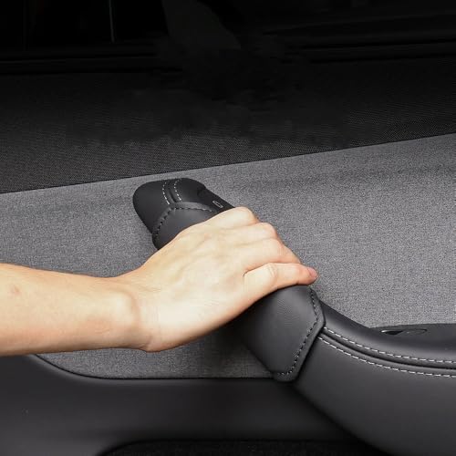 Für Tesla Model 3 Highland 2024–2026 Model Y Juniper 2025–2026 Tür-Innengriff-Schutzabdeckung, Leder-Türgriff-Handschuhe, Auto-Innenzubehör (Modell Y Juniper 2025–2026 Schwarz) von STAMOO