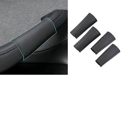 Für Tesla Model 3 Highland 2024–2026 Model Y Juniper 2025–2026 Türinnengriff-Schutzabdeckung, Leder-Türgriff-Handschuhe, Auto-Innenzubehör (Modell 3 Highland 2024–2026, schwarz) von STAMOO