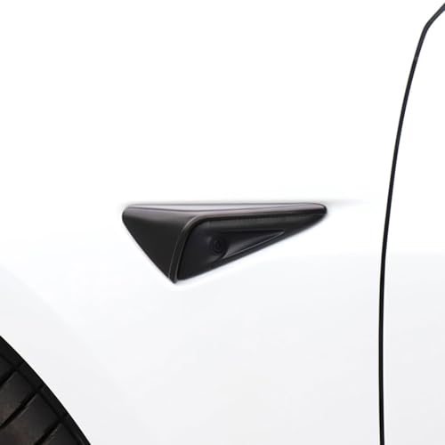 HW 3.0 ABS-Blinker-Seitenkamera-Schutzabdeckung für Tesla Model 3 (2016–2022), Modell Y (2020–2022), Modell S X (2012–2020), Karbonfaser-Muster, Seitenkamera-Schutzrand (mattschwarz) von STAMOO