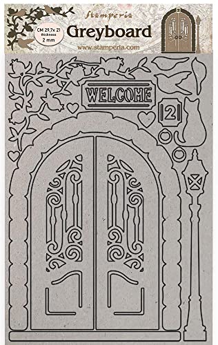 Stamperia KLSPDA449 A4 Greyboard/2 mm-Casa Granada welcome door, Leather, Multicoloured, 4 von Stamperia