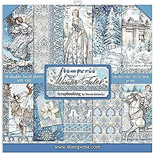 STAMPERIA SBBL76 Paper PAD 12X12 10PK WNTR Papierblock 10 Blätter doppelseitig 30.5x30.5 (12"x12") Winter Tales, Mehrfarbig, 30,5x30,5 von Stamperia