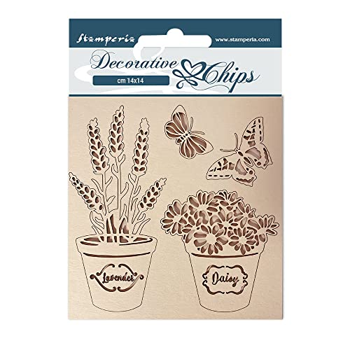 Stamperia SCB115 Decorative Chips cm 14x14-Provence vases, Leder, Multicoloured, 14 x 14 cm von Stamperia