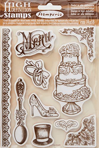 STAMPERIA WTKCC102 HD Gummistempel aus Kautschuk Hochzeit, Braun, 14 x 18 von Stamperia